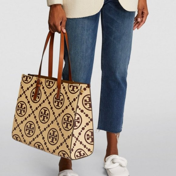 🔥HP🔥NeW! Tory Burch T Monogram Contrast Embossed Tote - Picture 8 of 17